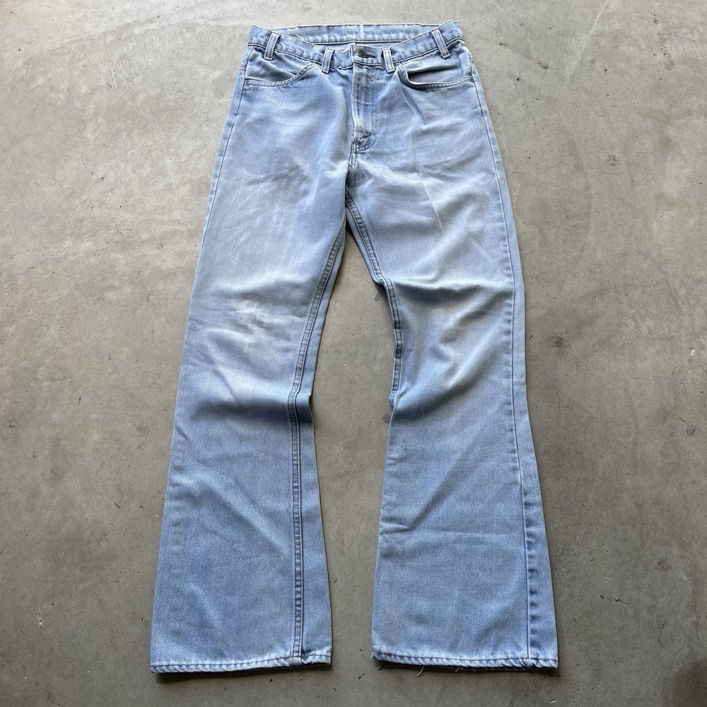 Vintage 70s Levis 646 Orange Tab Mens 29x31 Light Wash Bell bottom Flare Jeans